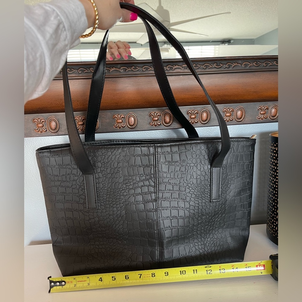 SHEIN Black Crocodile Tote